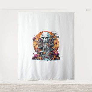 Halloween Boo Boo Crew Skull Tree Castle Hospital Tapestry