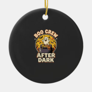 Halloween Boo Crew Badge Ceramic Tree Decoration