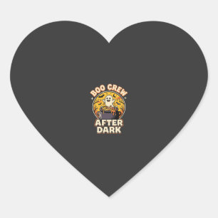 Halloween Boo Crew Badge Heart Sticker