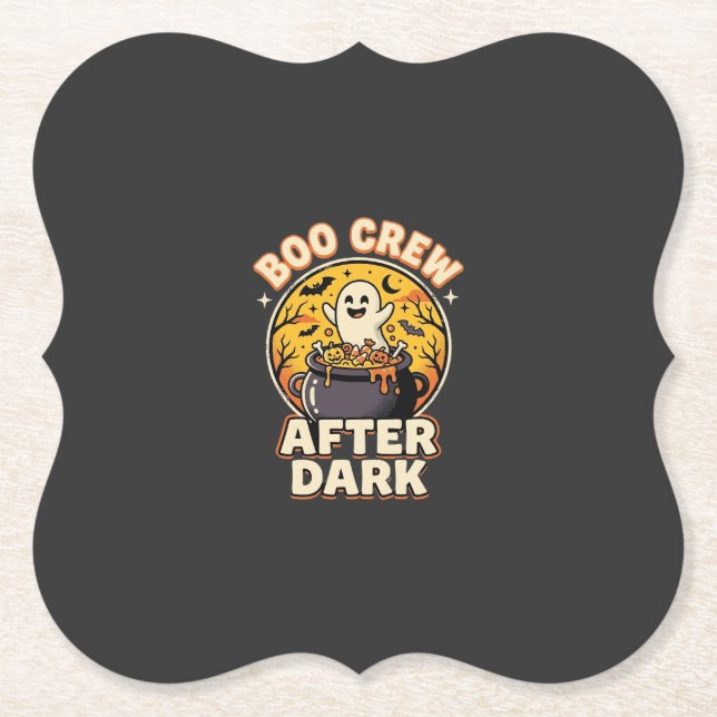 Halloween Boo Crew Badge Paper Coaster (Front)