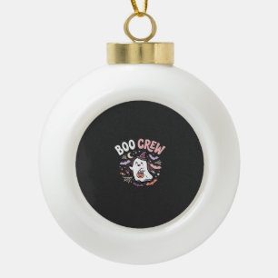Halloween Boo Crew Ghost Ceramic Ball Christmas Ornament