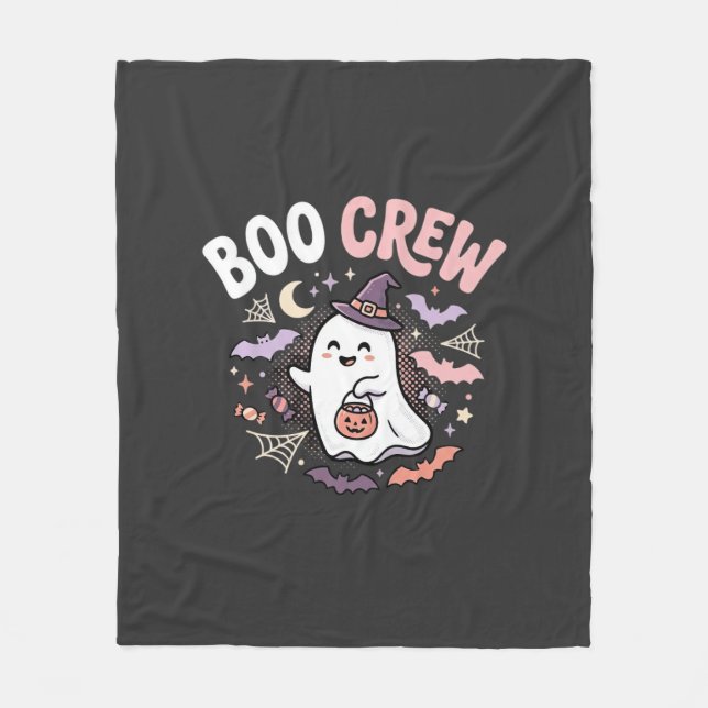 Halloween Boo Crew Ghost Fleece Blanket (Front)