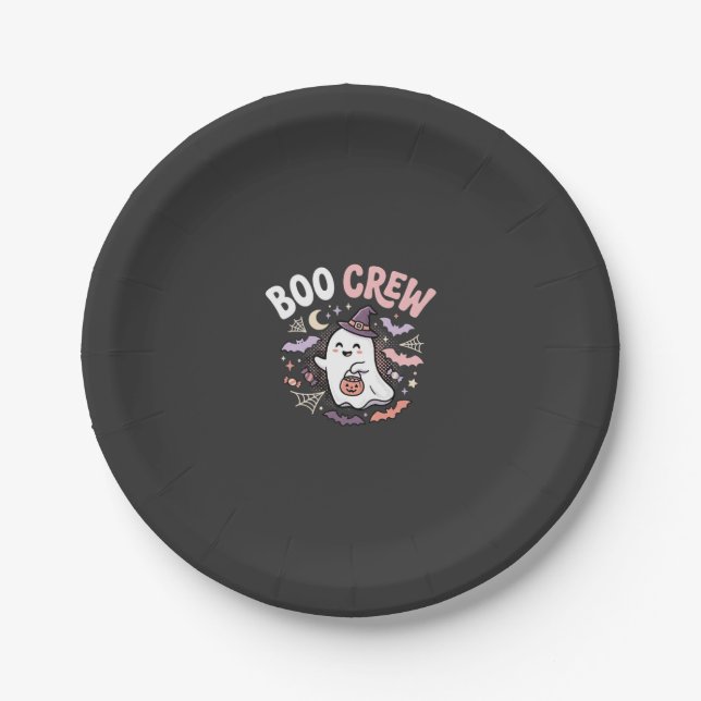 Halloween Boo Crew Ghost Paper Plate (Front)