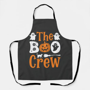 Halloween Boo Crew Ghost Pumpkin Cat Design Apron