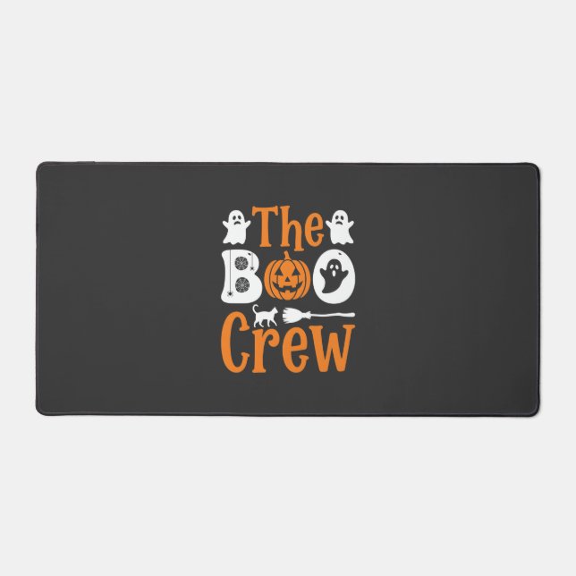 Halloween Boo Crew Ghost Pumpkin Cat Design Desk Mat (Front)