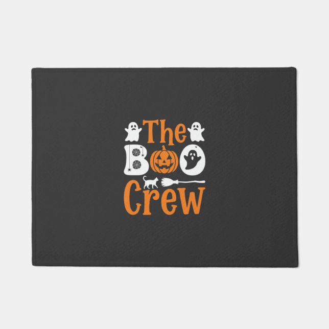 Halloween Boo Crew Ghost Pumpkin Cat Design Doormat (Front)