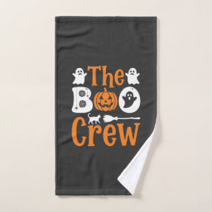 Halloween Boo Crew Ghost Pumpkin Cat Design Hand Towel