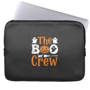 Halloween Boo Crew Ghost Pumpkin Cat Design Laptop Sleeve