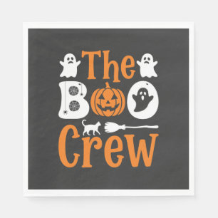 Halloween Boo Crew Ghost Pumpkin Cat Design Napkin