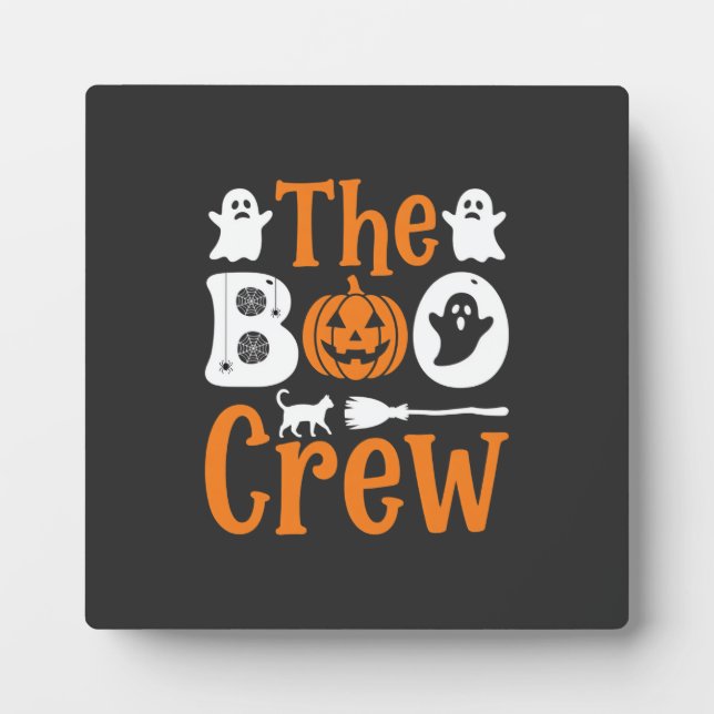Halloween Boo Crew Ghost Pumpkin Cat Design Plaque (Front)