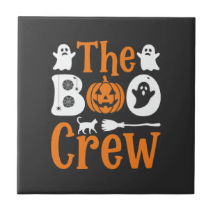 Halloween Boo Crew Ghost Pumpkin Cat Design Tile