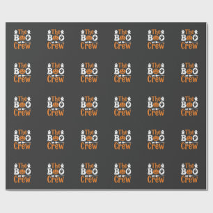 Halloween Boo Crew Ghost Pumpkin Cat Design Wrapping Paper