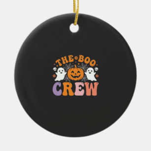 Halloween Boo Crew Ghost Pumpkin Design_1 Ceramic Tree Decoration