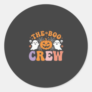 Halloween Boo Crew Ghost Pumpkin Design_1 Classic Round Sticker
