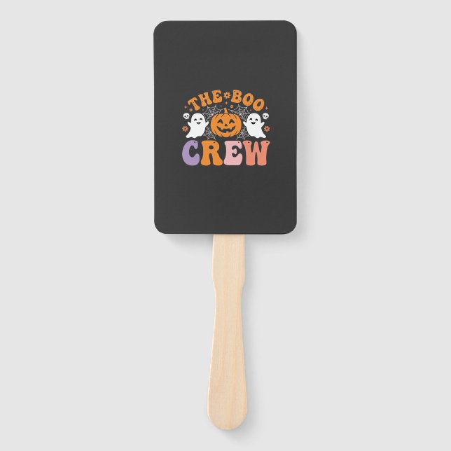 Halloween Boo Crew Ghost Pumpkin Design_1 Hand Fan (Front)