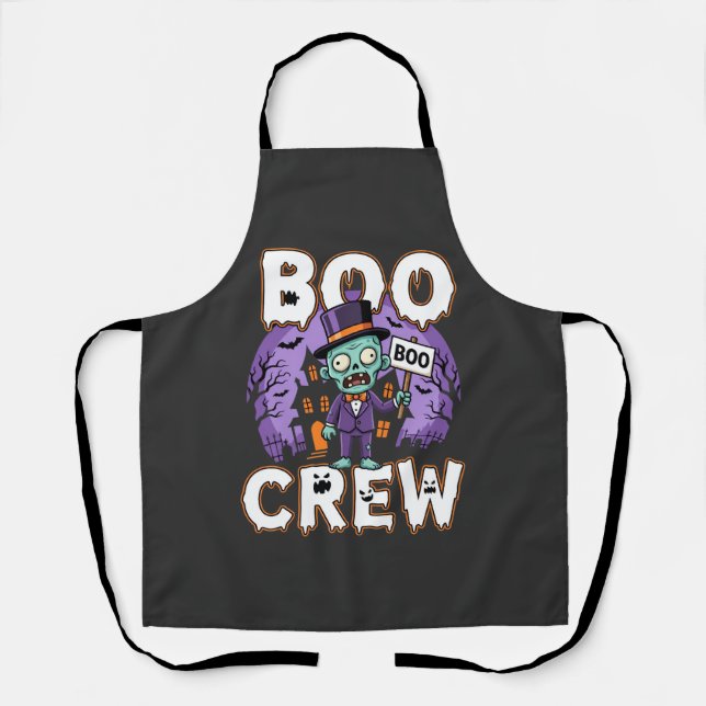 Halloween Boo Crew Zombie Family Vector Design Apron (Front)