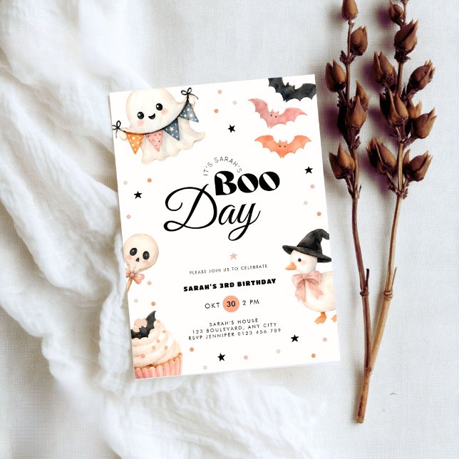 Halloween Boo Day Birthday Invitation  (Halloween boo day 3rd birthday invitation for boys and girls)