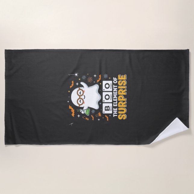 Halloween Boo Element of Surprise Ghost Design_1 Beach Towel (Front)