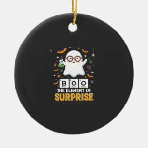 Halloween Boo Element of Surprise Ghost Design_1 Ceramic Tree Decoration