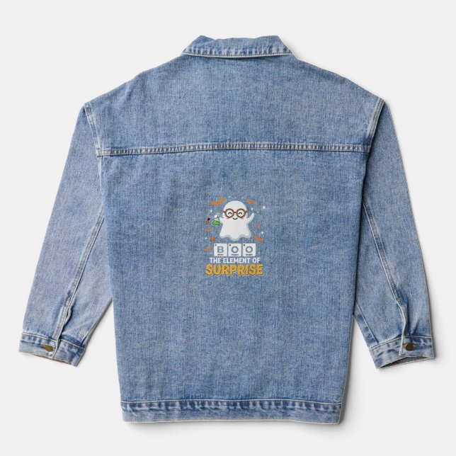 Halloween Boo Element of Surprise Ghost Design_1 Denim Jacket (Back)