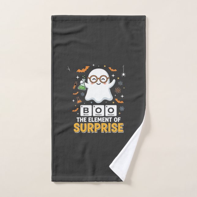 Halloween Boo Element of Surprise Ghost Design_1 Hand Towel (Hand Towel)