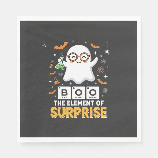 Halloween Boo Element of Surprise Ghost Design_1 Napkin (Front)