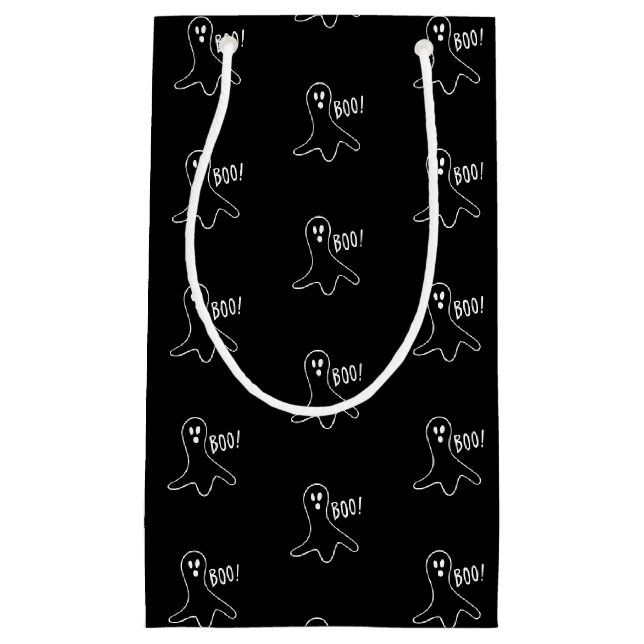 Halloween boo ghost black and white pattern small gift bag (Front)