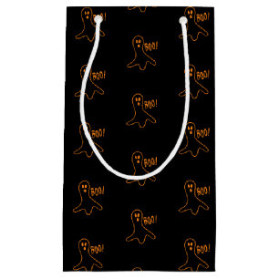 Halloween boo ghost black orange pattern small gift bag