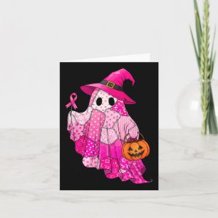 Halloween Boo Ghost Breast Cancer Awareness Pink B Card
