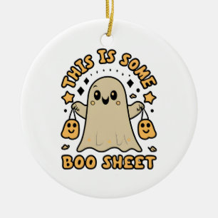 Halloween Boo Ghost Costume This is Some Boo Sheet Ceramic Tree Decoration