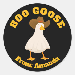 Halloween Boo Ghost Goose Trick or Treat Western Classic Round Sticker