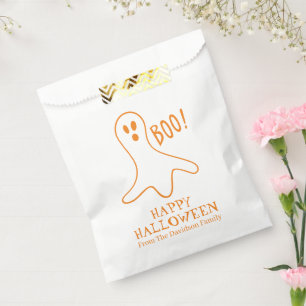 Halloween boo ghost orange white custom treat favour bags