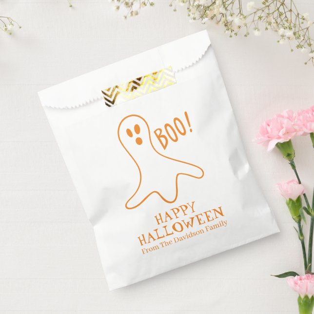 Halloween boo ghost orange white custom treat favour bags (Sealed)