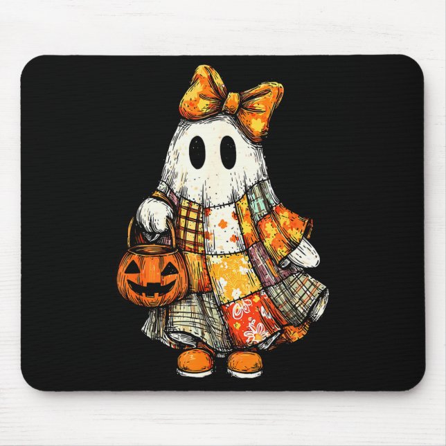 Halloween Boo Ghost Patchwork Quilter Quilting Sew Mouse Pad (Front)