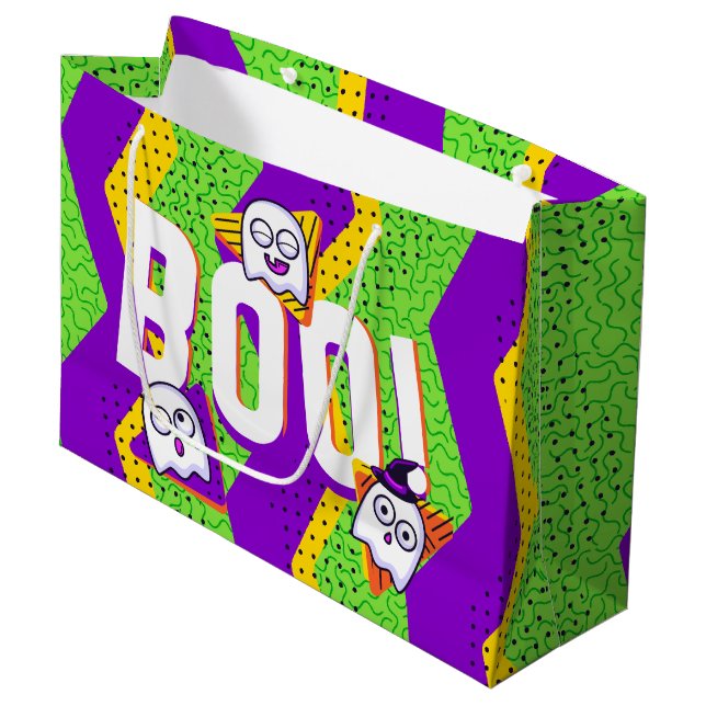 Halloween BOO Ghosts Green Party Bag (Front Angled)