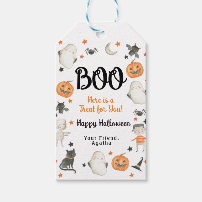 Halloween Boo Gift Favour Tag Ghost Pumpkin Tag (Front)