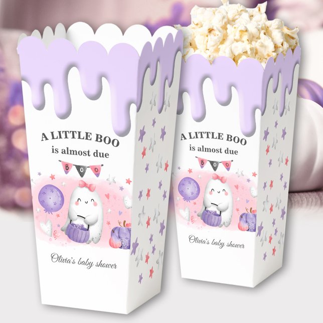 Halloween Boo Girl Baby Shower Pink Purple Popcorn Favour Box (Halloween Boo Girl Baby Shower Pink Purple Popcorn Favor Boxes)