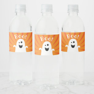 Halloween Boo Happy Ghost Kids Costume Party Water Bottle Label