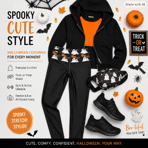 Halloween BOO / Holiday Ghosts Black Leggings