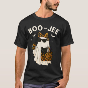 Halloween Boo Jee Cute Leopard Ghost Coffee Boujee T-Shirt