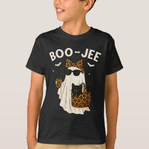 Halloween Boo Jee Cute Leopard Ghost Coffee Boujee T-Shirt