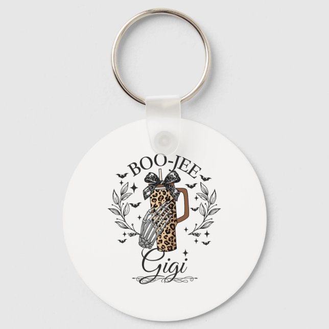 Halloween Boo Jee Gigi Hand Skeleton Funny Spooky  Key Ring (Front)