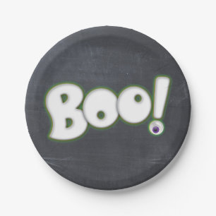 Halloween Boo Lettering Chalkboard Chalk Paper Plate