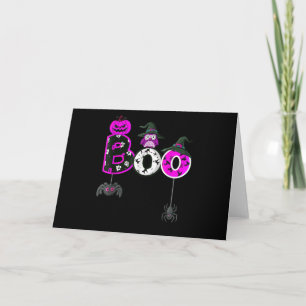 Halloween Boo Owl With Witch Hat Spiders Boys Girl Card