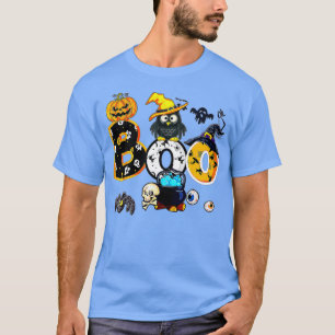 Halloween Boo Owl With Witch Hat Spiders Boys Girl T-Shirt
