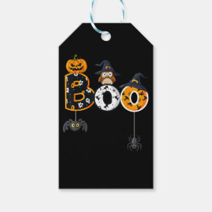 Halloween Boo Owl With Witch Hat Spiders Gift Tags
