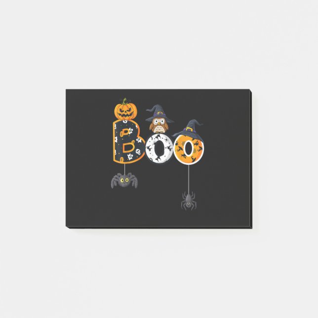 Halloween Boo Owl With Witch Hat Spiders Post-it Notes (Front)
