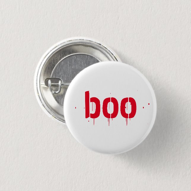Halloween boo red bloody scary pin button (Front & Back)