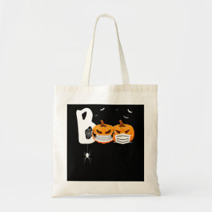 Halloween Boo Scary Pumpkins Wearing Mask Spider Tote Bag