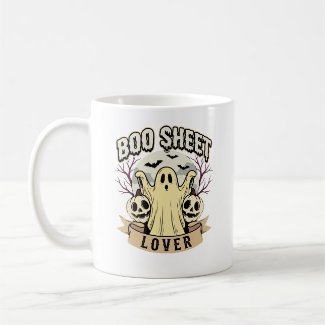 Halloween Boo Sheet Lover Ghost Moon Coffee Mug (Left)